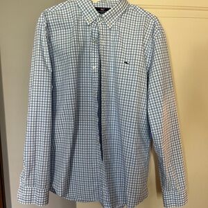 Vineyard Vines Blue and White Checkered Button Down Dress Shirt